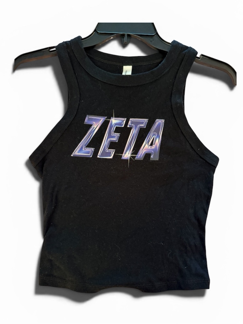 ZETA Bella Canvas S Baby Tee Stretch Ribbed Tank Top Black 80s
